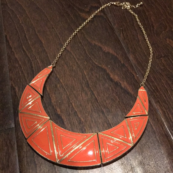 Coral & Gold Statement Necklace - Picture 1 of 8